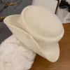 Sombrero de ala enrollada estilo Hepburn de color liso para mujer, alta calidad, copa redonda, fedora, otoño invierno, lana moldeable, calidez, sombrero de dama