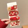 Novo Grampo de Cabelo de Pelúcia Vermelho Tiara Infantil Grampo de Cabelo Menina Nova Menina Acessórios de Cabelo para Ano Novo
