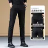 Calças casuais de primavera e outono transfronteiriças para homens, corte slim reto, estilo grosso, versátil, moderno, simples, calças compridas elásticas para jovens