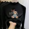 Roupa de baixo infantil dupla face com forro de fleece, estilo outono/inverno, gola alta, camiseta de manga longa escovada para meninas, roupa quente para bebês e crianças pequenas
