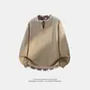 Sudadera de hombre de manga larga de dos piezas falsas, nueva de primavera/otoño 2026, camiseta de capa base para hombre de peso pesado con cuello redondo
