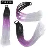 Pelucas Trenzadas de Colores Estilo Europeo y Americano, Coletas de Color Degradado, Trenzas de Espiga de Celebridades de Internet, Trenzas de Boxeadora de Tres Hebras para Discoteca