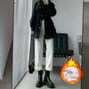 Jeans Rectos de Cintura Alta Off-White para Mujer, Invierno 2025, Forrados con Felpa, Nuevos Pantalones Sueltos Adelgazantes con Caída hasta el Suelo de Pierna Ancha