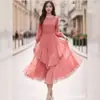 Miyake Comercio Exterior Europeo Americano Africano Transfronterizo Diseño Pesado Moda Vestido de Mujer Talla Grande con Mangas de Linterna y Cuentas