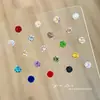 Aretes de Tachuela Hua Zi MoonlightDazzling Coloridos de Zirconia de 6MM en Aleación, Aretes de Clip Espirales Dulces y Geniales para Mujer