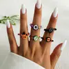Anillo de Calabaza de Halloween con Cuentas Transfronterizo Set de Anillos Elásticos de Resina Divertidos de Caricatura Calavera Araña Original