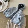 Novo cardigã com zíper, capuz, estampa xadrez de desenho animado para outono e inverno, infantil, unissex, caimento solto, moderno e com forro de fleece