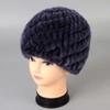 Sombrero de Piña Espiral Hecho de Piel de Conejo Rex, Gorro de Cuero Tejido de Invierno Cálido Engrosado para Mujer, Espiral Engrosado para Personas Mayores