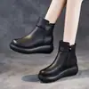 Botines de Piel de Vaca de Primera Capa con Cremallera Lateral y Suela Gruesa Estilo Británico Antideslizantes Suela Suave Dr Primavera/Otoño 2026. Botas Martens Botas de Cuero para Mujer