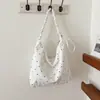 Bolso de lona de lunares de gran capacidad, bolso de hombro casual de verano para mujer, bolso tote estilo coreano chic relajado para ir al trabajo