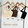 Top Tubinho Base Push-Up com Bojo de Seda Gelada de Verão com Alça Cruzada nas Costas, Sutiã Esportivo Roupa Íntima Feminina para Estudantes