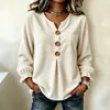 Ropa de Mujer Europea y Americana 2026 Transfronteriza Amazon Estación Independiente Nuevo Top Camisa de Pana de Manga Larga para Viajar Cuello en V