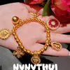 Pulseira Wrap Saco de Dinheiro Estrela Estilo Antigo Banhada a Ouro, Novo Colar Estrela de Floco de Neve Calcedônia Branca Estilo Chinês, Resistente ao Desbotamento