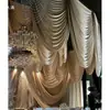 Cortina de Ondas de Agua para Boda Tela de Seda de Leche para Techo Cortina Accesorios de Boda para Hotel Decoración de Tela Elástica Cortina de Tela de Fondo de Ola