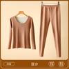 Ropa interior térmica sin costuras de terciopelo para otoño e invierno, traje de mujer engrosado de doble cara cepillado con calefacción, ropa de otoño de manga larga, pantalones largos
