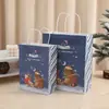Saco de Papel Kraft Papai Noel Transfronteiriço Sacola Criativa Personalizada para Embalagem de Presente Sacola de Compras Manual para Doces de Festa Atacado