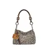 Bolso de Mano Cuadrado Pequeño con Estampado de Leopardo de Moda Transfronterizo para Mujer Otoño 2025 Nuevo Plegado Color Bloqueado Lujo Ligero Bolso de Hombro para Debajo del Brazo