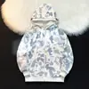Chaqueta Unisex Tiburón Cabeza Primavera y Otoño Doble Capucha Retro Americano Holgada Casual Bordado de Toalla Camuflaje