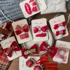 Nuevo Pasador de Pelo Rojo con Lazo de Tela Estilo Coreano Hecho a Mano Dulce para Niños Pasador para Mechones Laterales Rotos Accesorios para el Cabello para Mujeres