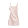 Vestido de Tirantes Cuadrado Plisado Estilo Puro Deseo para Mujer Verano 2023 Nuevo Suave Ajustado a la Cintura Vestido Corto