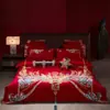 Casamento Casamento Vermelho Quatro Peças Luxo Leve 180 Algodão de Fibra Longa Capa de Edredom de Algodão Casamento Quarto de Casamento Edredom Roupa de Cama