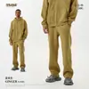 Conjunto unisex de sudadera con capucha y pantalones de chándal, forrado de forro polar, grueso, para otoño e invierno, marca de tendencia estilo americano, adecuado para adolescentes, con cremallera
