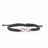 Pulsera hecha a mano de ocho caracteres de nudo plano, tamaño ajustable, superventas europea y americana, pulsera simple para pareja, color blanco y negro
