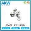Fabricantes de Cixi fornecem rolamentos de esferas de ranhura profunda miniatura 604ZZ 4*12 * 4MM Z3P5SRL rolamentos de motor de alta velocidade