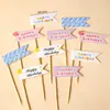 Decoración de Pastel Estilo Ins Bandera Coreana Enchufe Dibujos Animados Oso Lindo Hp Corazón Feliz Cumpleaños Topper Accesorios
