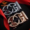 Hongsheng Network Cinto Masculino Fivela Cabeça Fivela Automática Fosco Eletroforese Preto Cinto de Liga de Duas Peças Dongguan Fábrica Fivela