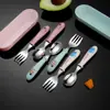 Aço inoxidável 304 Talheres infantis colher de desenho animado criativa colher para bebê comer suplemento alimentar conjunto de garfo e colher presente combinação