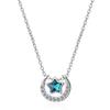 Blue Star River Clavicle Chain Feminino Estilo Japonês e Coreano Simples Estudante All-match Star Colar Blue Star Moon Diamond Colar Presente