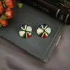 Estilo Nuevo Wholesale Retro Francés Simple Esmalte de Goteo Esmalte de Metal 925 Aguja de Plata Aretes Redondos Estilo Frío Lujo Ligero Elegante Mujer