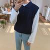 Chaleco de lana estilo coreano para hombre, moda Otoño 2022, nuevo suéter de punto suelto con solapa, chaleco exterior de color sólido que combina con todo