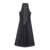 Moda europea y americana transfronteriza ZA, el vestido de lunares ajustado con cuello halter más vendido y de moda en AliExpress