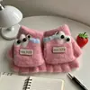 Guantes de Celebridad de Internet Transfronterizos, Guantes de Invierno de Felpa de Medio Dedo con Cubierta Plegable Calientes sin Dedos de Piel Sintética de Visón Tejidos para Estudiantes y Niños