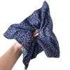 Retro Estilo Hong Kong~Diadema con Estampado de Leopardo Azul, Banda Elástica de Alta Elasticidad y Duradera para Recoger el Cabello, Diadema para Cola de Caballo Femenina