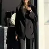 Conjunto de Traje para Estudiantes Universitarias, Atuendo Formal para Defensa, Entrevista de Calificación Docente, Ropa Profesional, Blazer Holgado, Ropa de Trabajo, Negro