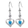 Kalamei Pendientes de Corazón de Melocotón con Larga Duración Pendientes de Botón Diamante de Colores Circonita Blanca Morada Rosa Pendientes de Corazón con Borla