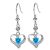 Brincos em formato de coração New Love Eternal Heart Love Brincos em formato de coração Brincos com pingentes Cor Diamante Branco Roxo Pó Zircônia Brincos em formato de coração