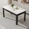 Mesa y Sillas de Comedor Modernas Minimalistas con Acabado de Madera Falsa y Piedra, Juego de Lujo Ligero para Hogar Pequeño Apartamento, Mesa de Comedor Rectangular, Mesa para Comer