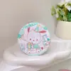 Espejo redondo pequeño de doble cara para niña linda, espejo de maquillaje de dibujos animados de Pu, espejo redondo de corazón de niña, espejo de tocador portátil