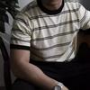 Camiseta de punto con cuello redondo y rayas horizontales para hombre Estilo casual de negocios Para ir al trabajo Estilo americano Retro Versátil Media manga