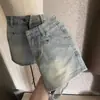 Falda Corta de Mezclilla con Figura de Pera para Mujer, Verano Tallas Grandes, Cintura Alta, Elástica, Oculta el Vientre, Falda de Corte A Adelgazante