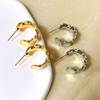 Pendientes geométricos en forma de C de estilo de costura de personalidad de tendencia europea y americana, temperamento frío simple de alto nivel, pendientes chapados en oro
