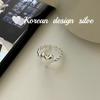 Anillo Minimalista de Diseño de Nicho Estilo Coreano Plata de Ley S925 Corazón Liso Tridimensional Ensamblado Apilable de Gama Alta