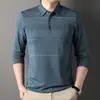 Camisa Polo de Manga Larga para Hombre de Primavera y Otoño con Bolsillos Reales, Top Estilo Negocios para Hombres de Mediana Edad, Ropa para Papá