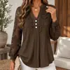 Ropa europea y americana para mujer transfronteriza 2026 otoño nueva blusa elegante para el trabajo holgada casual con encaje calado