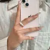 Anillo Minimalista Esmaltado Cepillado de Plata Esterlina S925 para Mujer, Anillo de Dedo Índice de Moda Único, Anillo de Diseño de Nicho al por Mayor