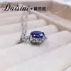 Collar de plata de ley S925 de moda Daisini con colgante de zafiro cultivado diseño geométrico colgante Para mujer